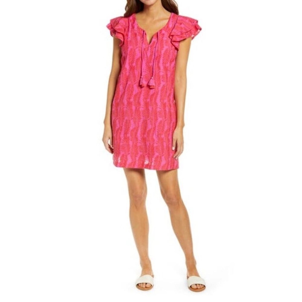 Vineyard Vines Women’s Embroidered Palm Pink Mini Dress